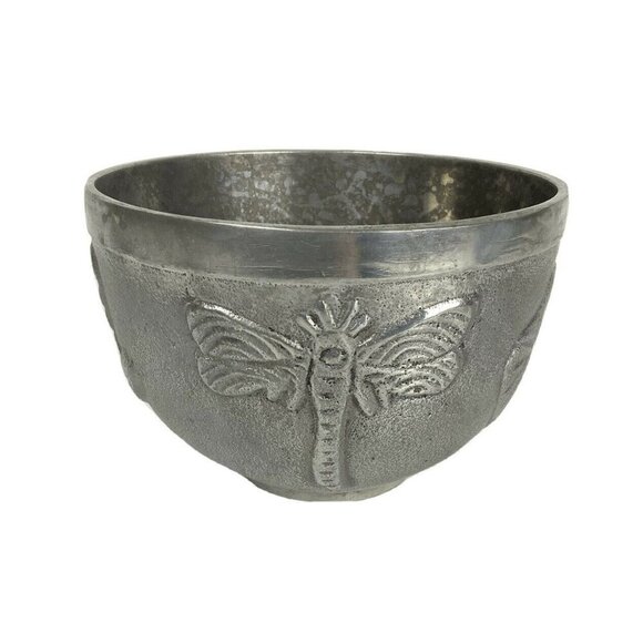 Decorative Cast Aluminum Dragonfly & Leaf Accent Candy Nut Bowl - Picture 1 of 6